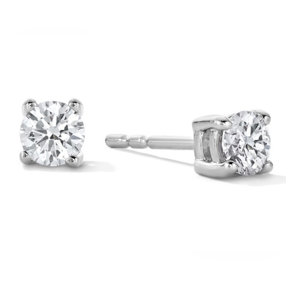F/VS2 Certified Lab-Grown Diamond Solitaire Earrings 1/3 Carat Sterling Sliver
